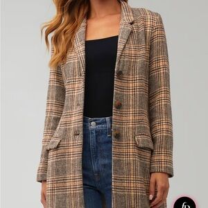 NWT!!!BB Dakota Checkered Blazer in Brown and Cream